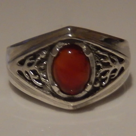 Celtic Tree of Life Ring .925 Sterling Silver w/ Genuine Carnelian made in USA - Picture 13 of 16